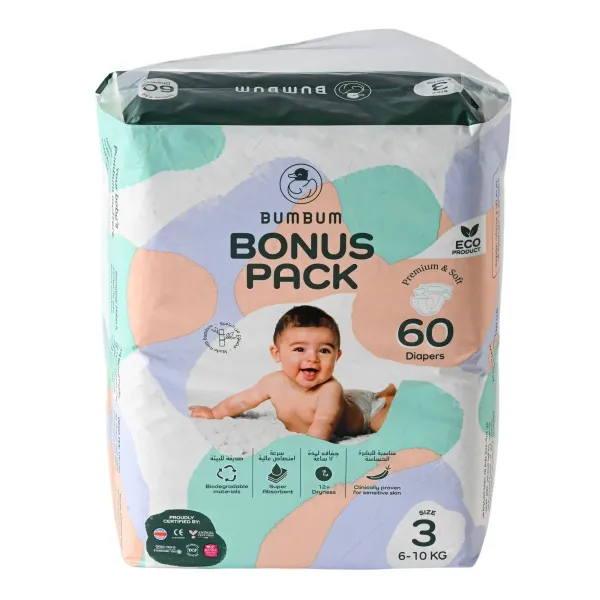BUMBUM Baby Diapers (6-10kg) - Size 3 - 60pcs