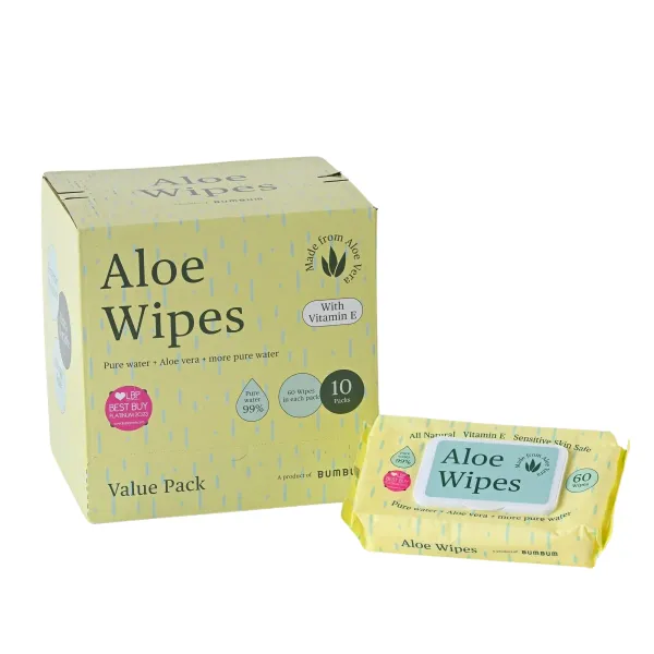 BUMBUM Aloe wipes with vitamin E (Pure water 99%) - 10 packs