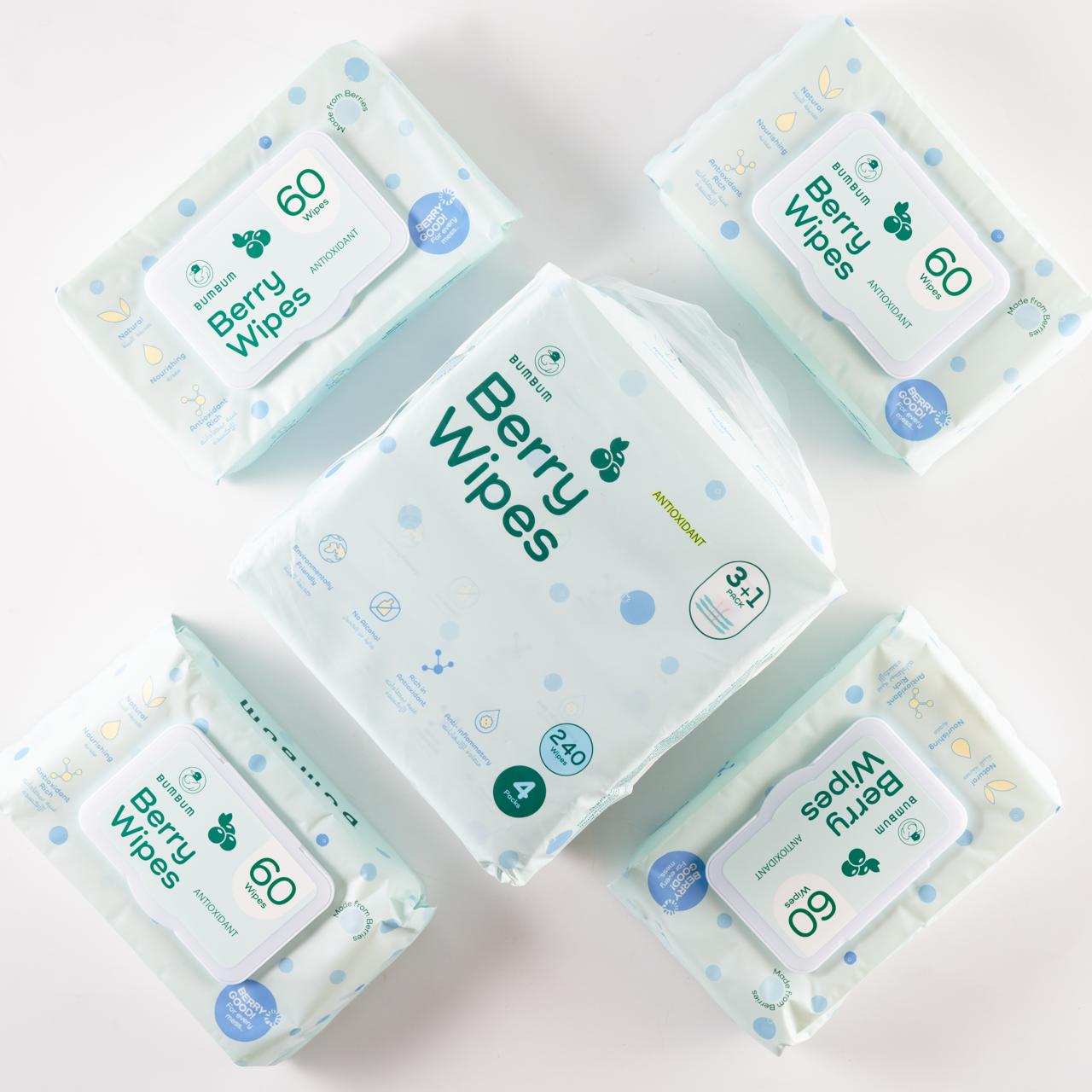 Berry Wipes Bundle (3+1) 60 wipes