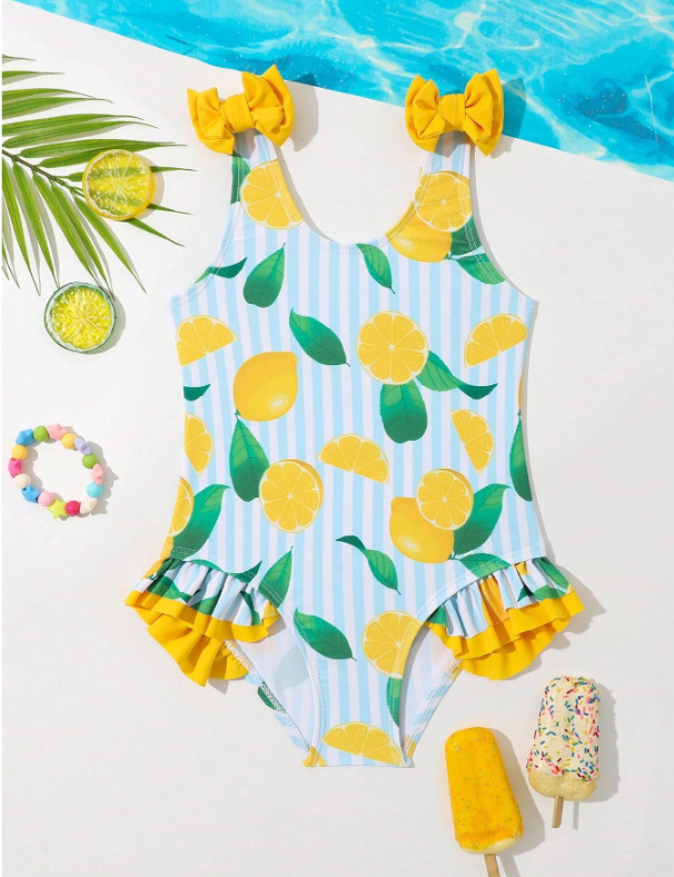 Young Girl Bowknot One-Piece Swimsuit