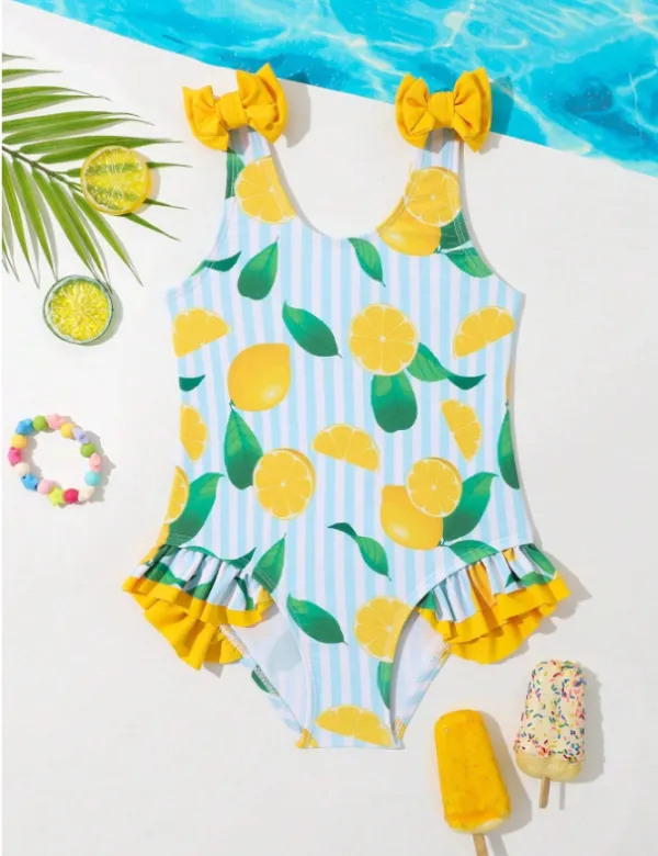 Young Girl Bowknot One-Piece Swimsuit