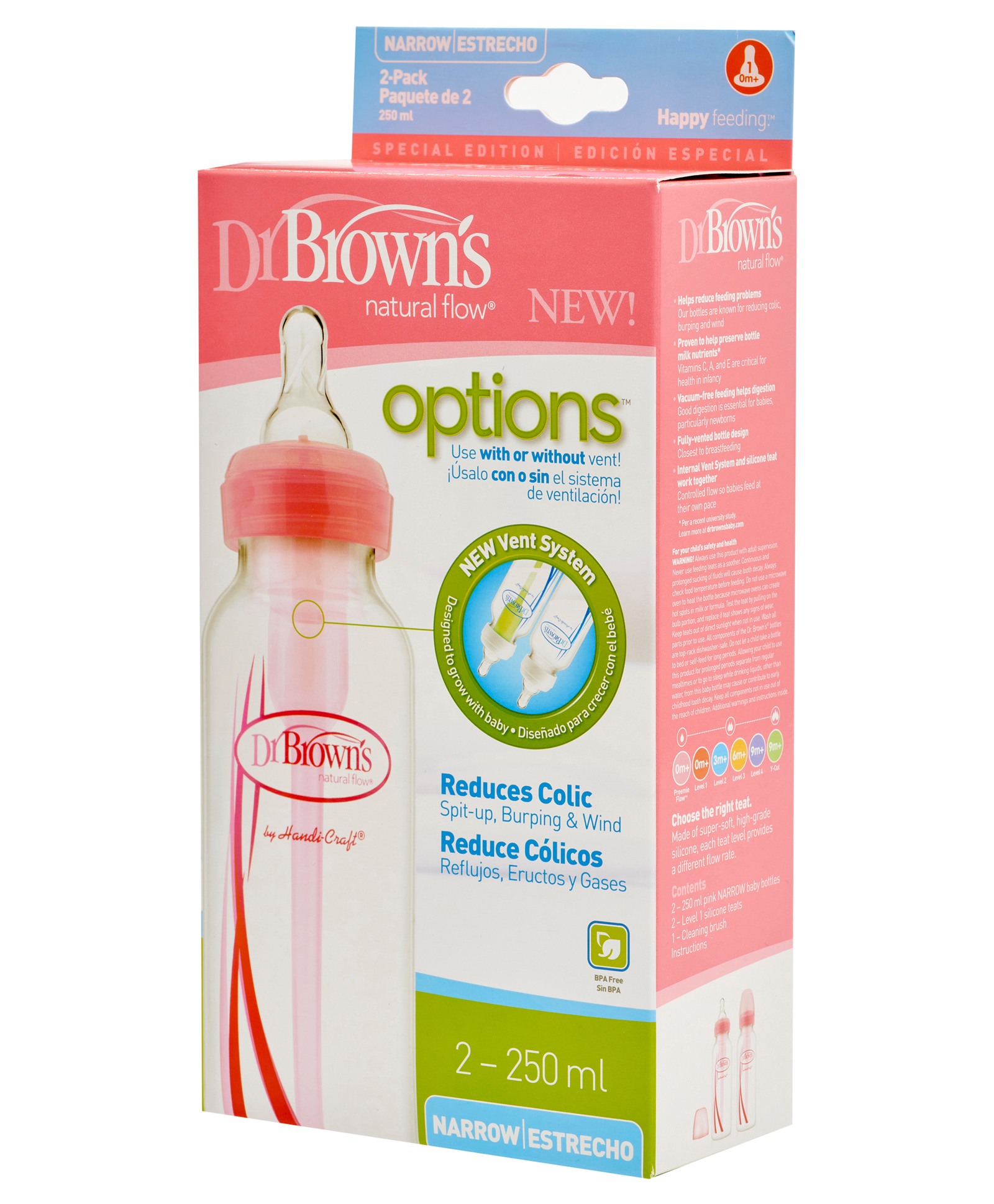 Dr. Brown's Narrow neck Options+ Anti-Colic Baby Bottle