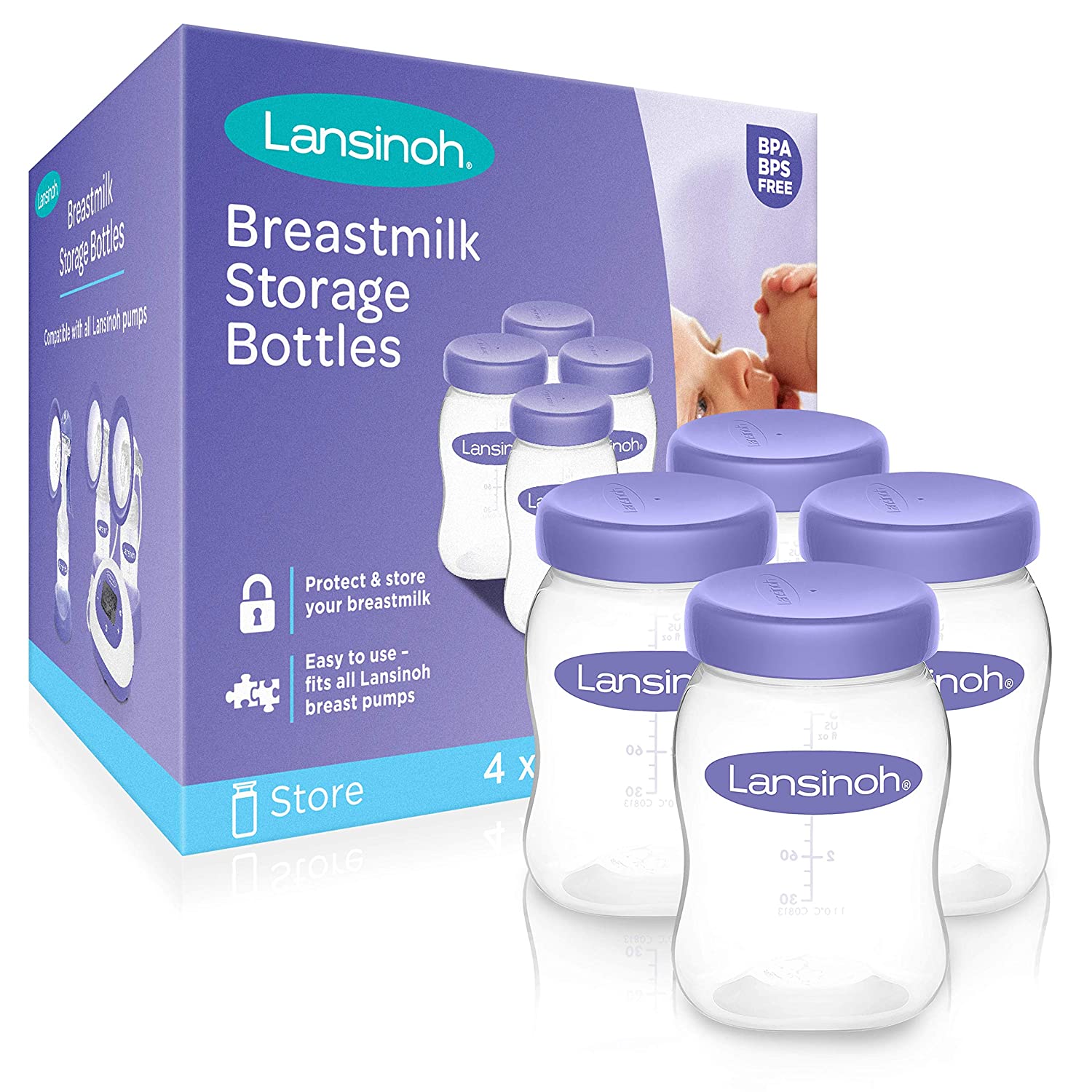 Lansinoh breast milk storage bottles - 4 bottles
